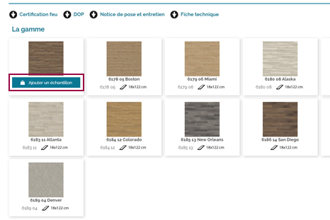 commande &eacute;chantillon